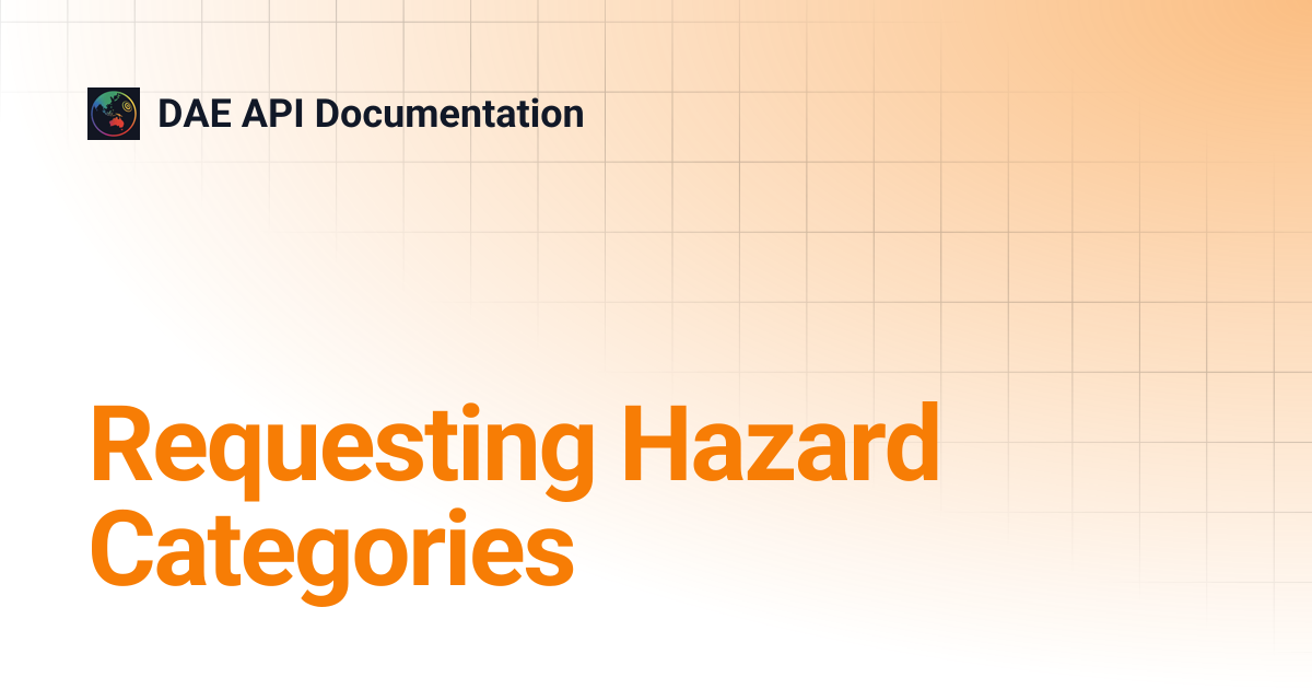 Requesting Hazard Categories | DAE API Documentation